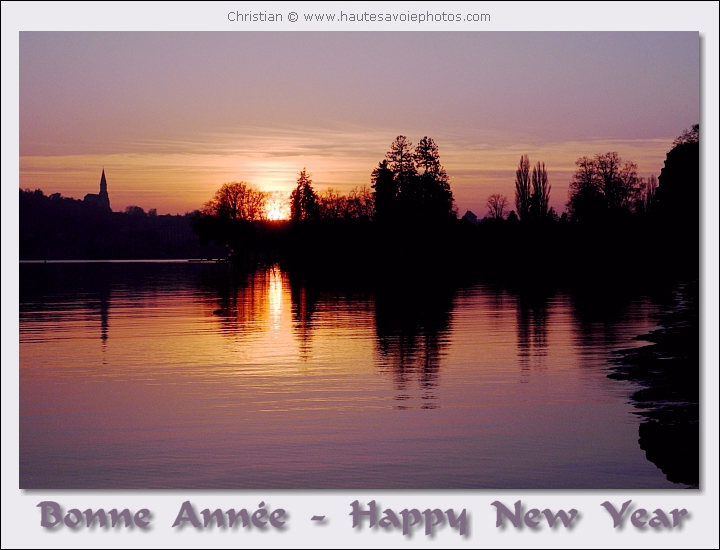 Carte de voeux avec la baie d'Annecy