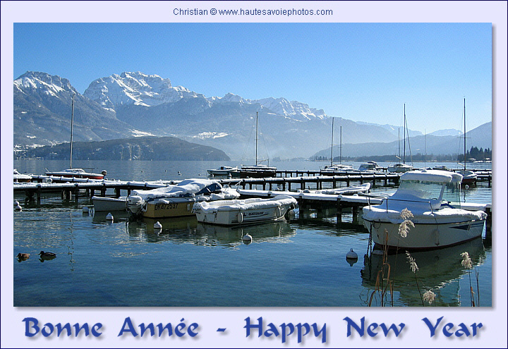 Carte de vœux avec le lac d'Annecy