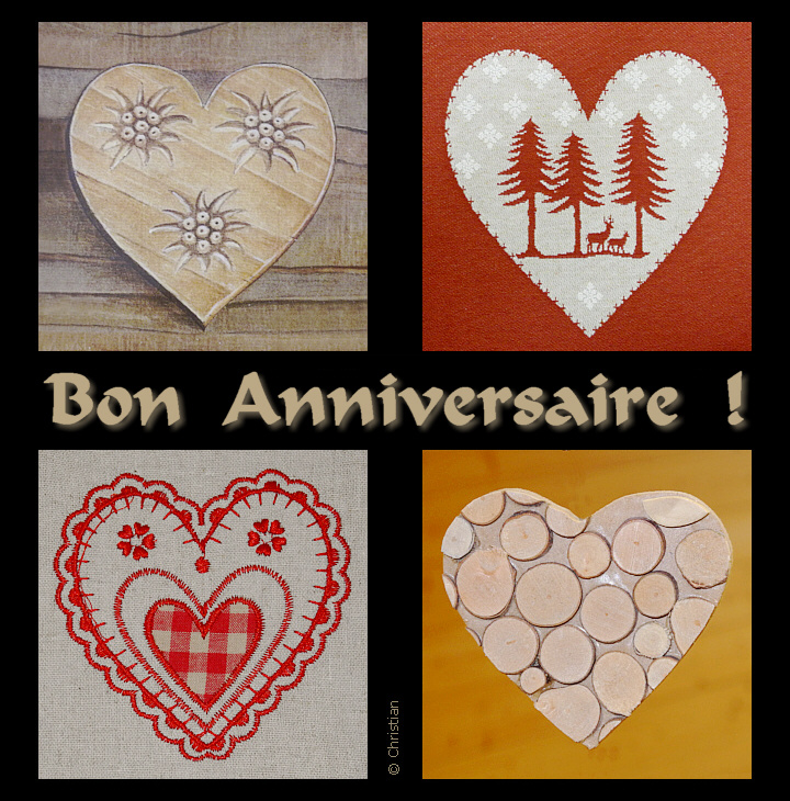 Bon Anniversaire avec des coeurs