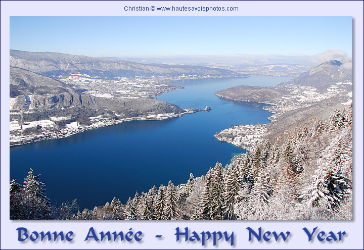 Carte de vœux avec le lac d'Annecy