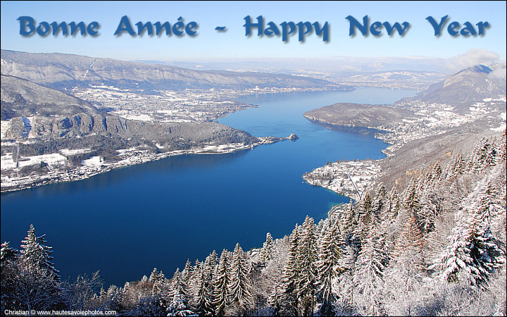 Carte de vœux avec le lac d'Annecy